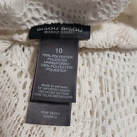 BISOU BISOU Crochet Lace Maxi Dress 10 M White Half Lined Mini Skirt Boho - Picture 12 of 16